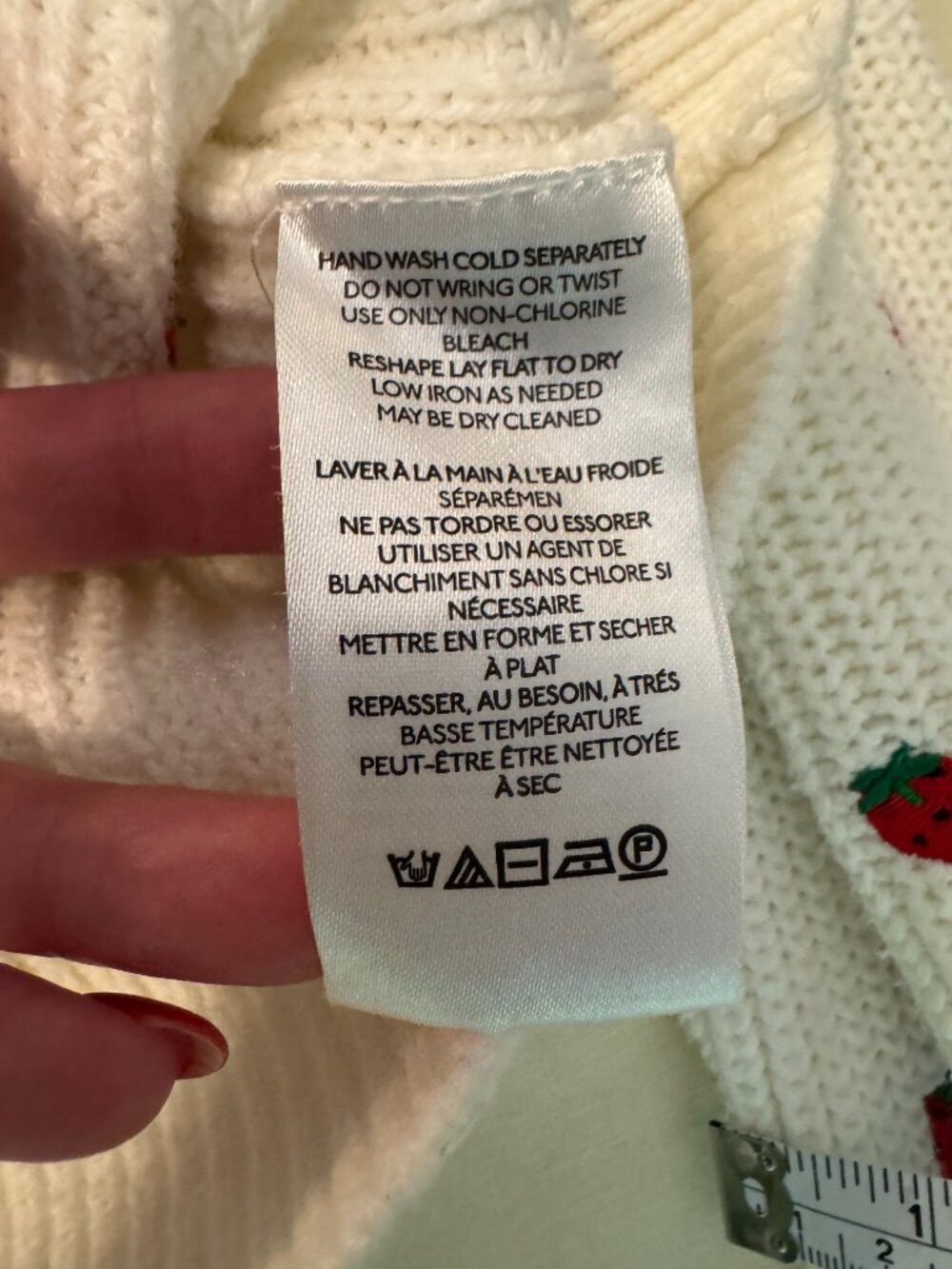 Maeve Anthropologie Strawberry Embroidered Square Neck Sweater S - Picture 6 of 10